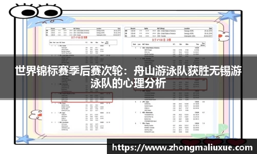 世界锦标赛季后赛次轮：舟山游泳队获胜无锡游泳队的心理分析